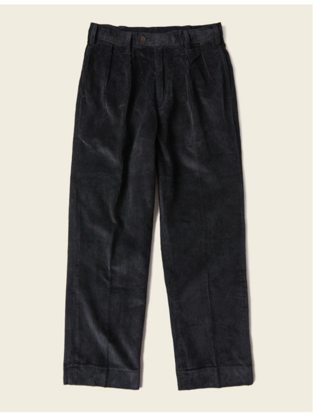 NON STOCK Corduroy Pants Men Pleated Casual Trousers Loose Workwear L - Picture 3 of 16